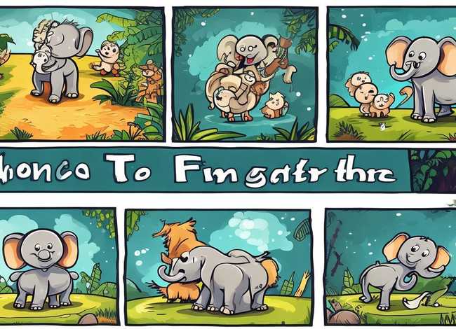 儿童小故事简笔画 小象找妈妈的寓言故事八格简笔画图