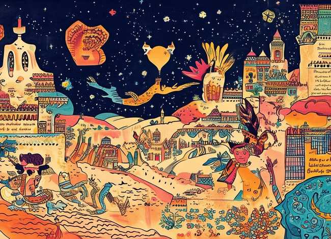 简短儿童故事带字图片；一千零一夜手抄报带字图片