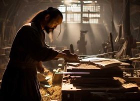 鲁班造锯故事插图、鲁班造锯故事