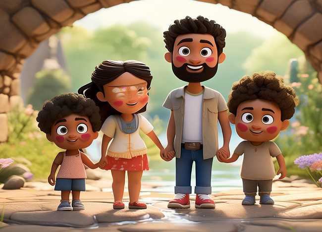 《一家人》儿童故事绘本 - 桥下一家人插图画家 《一家人》儿童故事绘本 - 桥下一家人插图画家