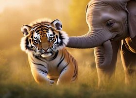 儿童老虎故事 - 儿童睡前童话小故事-老虎和大象