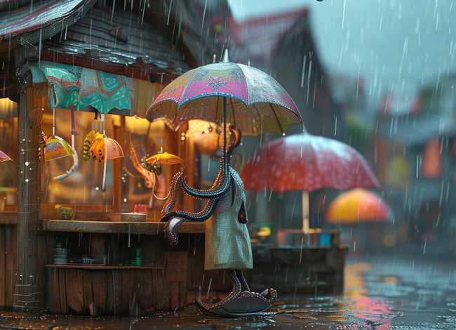 下雨天卖伞的故事 - 绘本《章鱼先生卖雨伞》