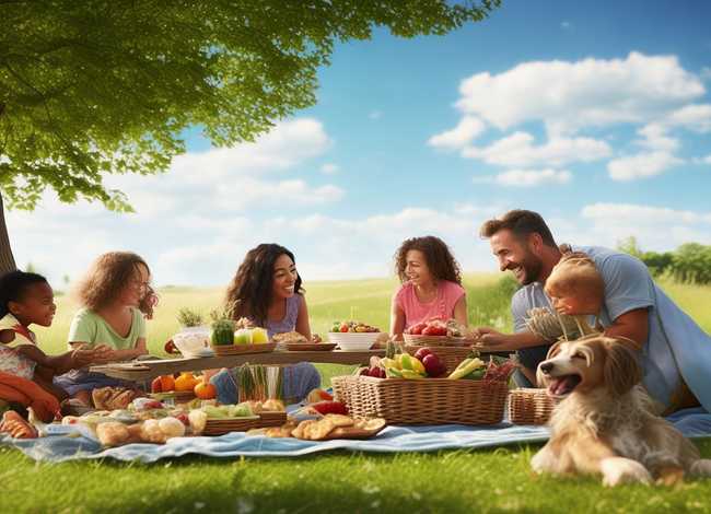 野餐绘画 一家四口野餐怎么画