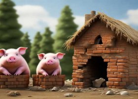 寓言三只小猪的故事 - 三只小猪