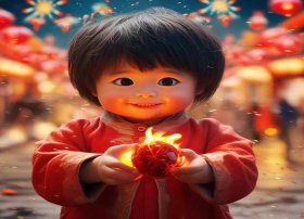 儿童放鞭炮简笔画图片，新春放鞭炮的小孩简笔画