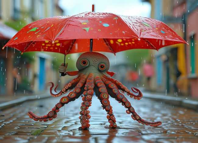 乌贼绘本故事、绘本《章鱼先生卖雨伞》1