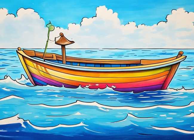 涂色儿童画图片（儿童画小船的简单画法）