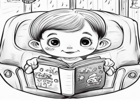 儿童故事书图片电子版 简单插画黑白儿童读书-读书插画怎么画