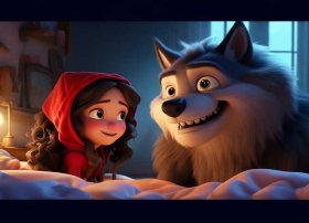 大灰狼和小红帽故事 - 小红帽和大灰狼的故事儿童睡前故事格林童话