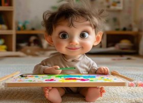 古代圆凳子图片儿童画；请问儿童绘画时是把画板架在腿上画好,还是放在桌上