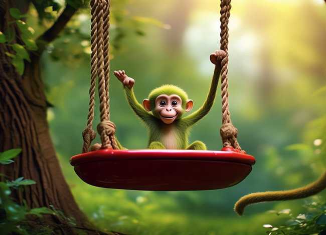 荡秋千的故事、趣味童话故事-荡秋千的小猴