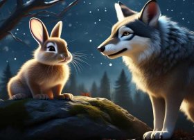 兔子与狼的儿童故事，睡前故事-狼与兔