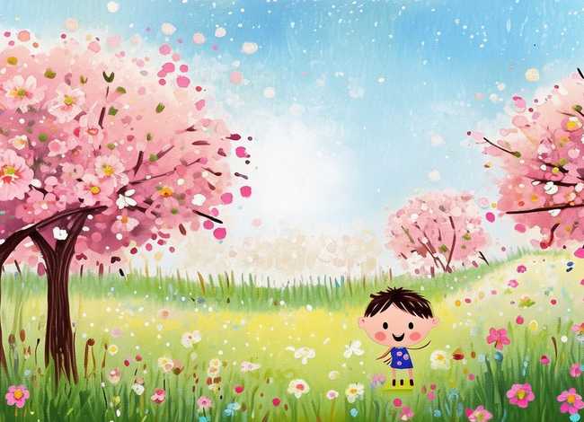 春天的故事绘画 2020二年级绘画春天的图画_又简单又好看的春天画