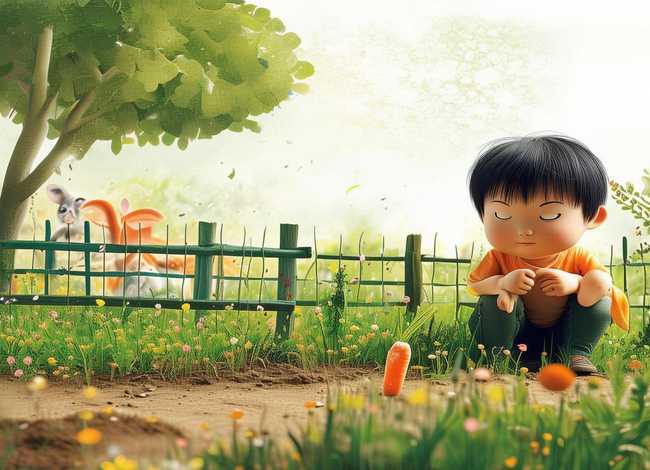 中国成语故事儿童画，成语故事儿童画守株待兔