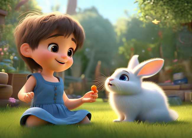 看图写话写故事，一年级看图写话小朋喂小白兔的故事