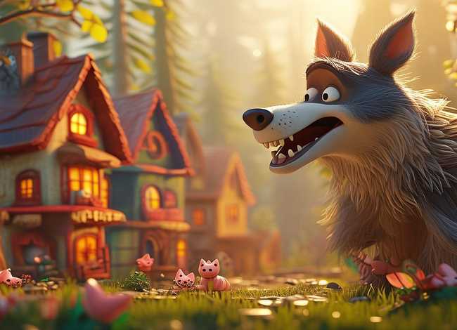 儿童故事上当的老狼绘本全文 好饿的老狼和猪的小镇内容简介