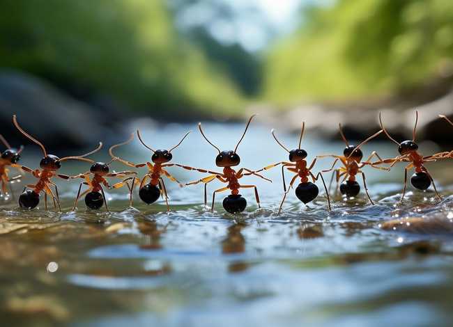 蚂蚁过河故事完整版；三年级看图作文200字-蚂蚁过河