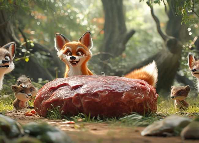 狐狸分肉故事图片（和狐狸有关的寓言故事）