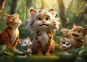 儿童动物故事大全300字 - 用森林、老猫、老鼠、老虎、小鸟编一篇童话故事30