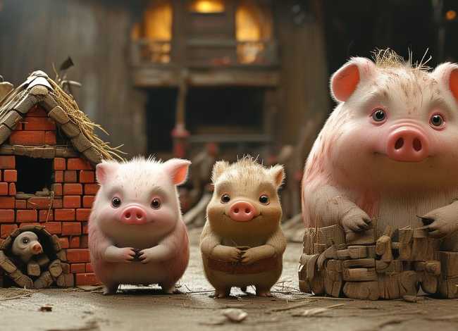 寓言三只小猪的故事 - 三只小猪 寓言三只小猪的故事 - 三只小猪