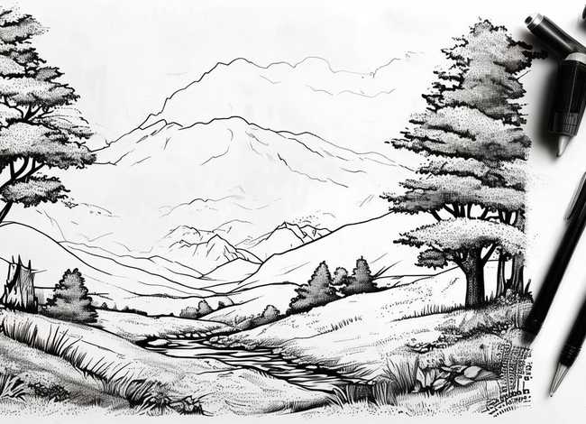 黑白插画手绘教程、黑白手绘插画工具与画法