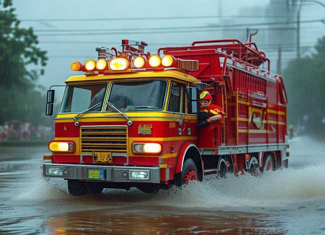 关于消防车的故事儿童视频 - 遇到沈阳暴雨不用怕,国王爸爸开着“救援车”来喽!