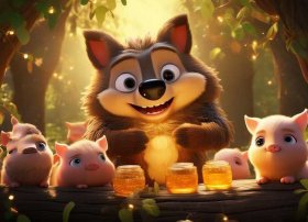 大灰狼小猪的儿童故事（大灰狼吃蜜糖 儿童睡前故事 讲童话小故事）