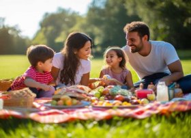 野餐绘画 一家四口野餐怎么画