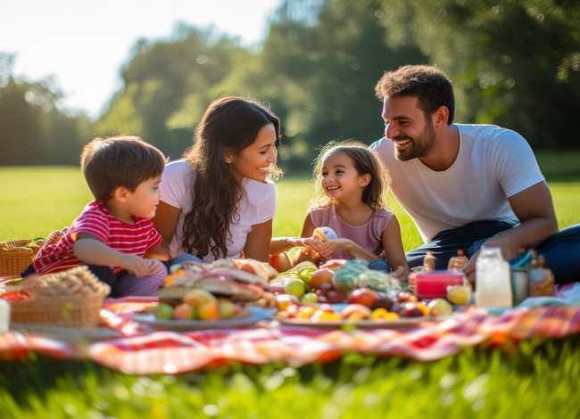 野餐绘画 一家四口野餐怎么画