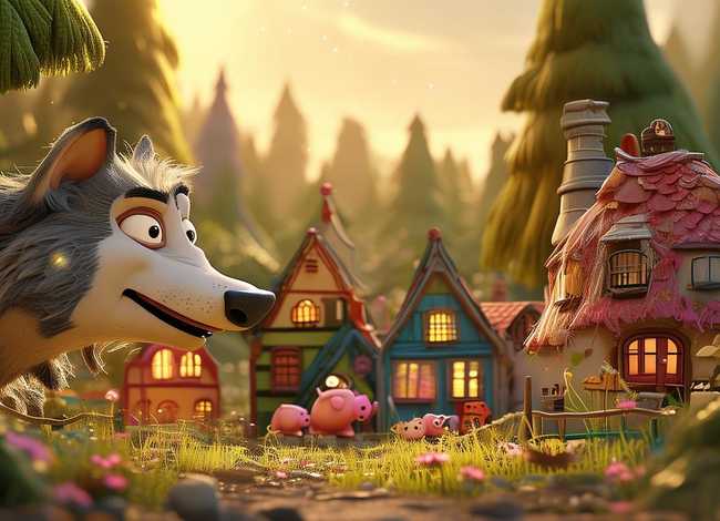 儿童故事上当的老狼绘本全文 好饿的老狼和猪的小镇内容简介