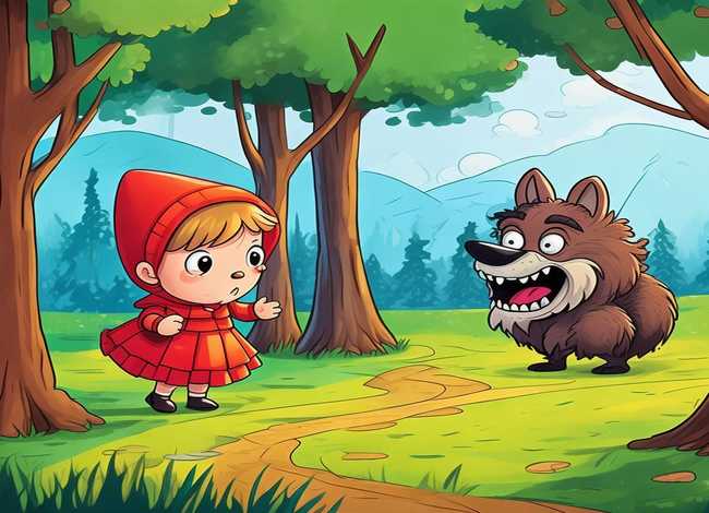 抗战小故事幼儿园简笔画 - 儿童简笔画-大灰狼与小红帽的故事