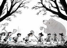黑白画绘本故事 - 经典绘本推荐017《我们要去捉狗熊》