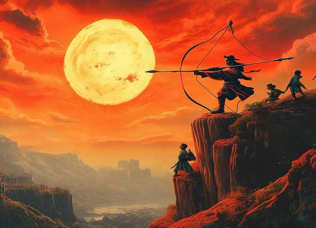 后羿射日儿童绘本；【文学名著·绘本】中国民间故事《后羿射日》