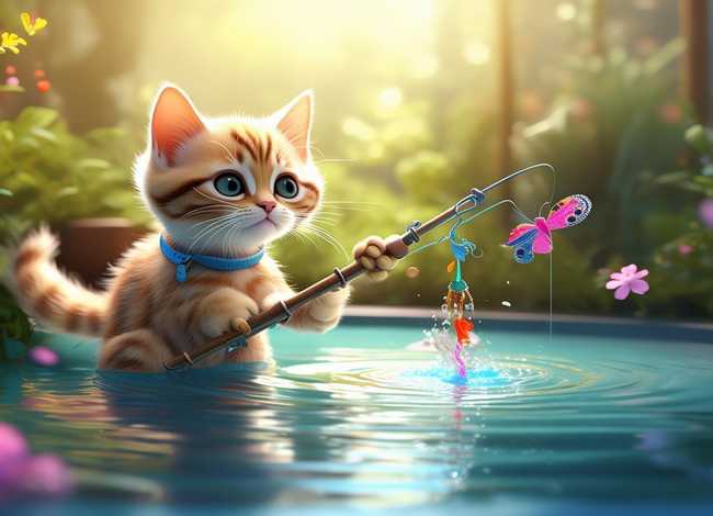 儿童故事小蝴蝶和小猫 - 小猫钓鱼有趣的是什么 儿童故事小蝴蝶和小猫 - 小猫钓鱼有趣的是什么