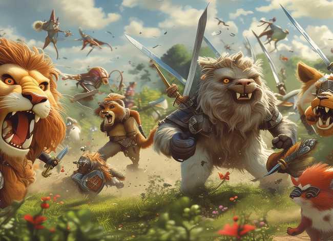 打仗儿童版动画片 有一个动画片讲的是各种动物,但这些动物都会变身打仗