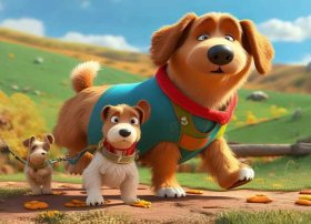大狗小狗动画片 - 一个美国经典动画片,讲一只大狗带着小狗,搞笑动画片叫什么