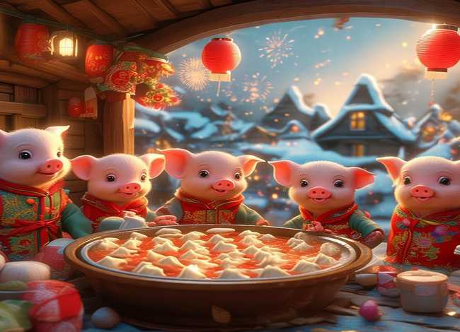 过年幼儿故事；小猪过年童话故事