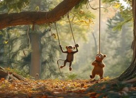 一个秋千的故事，小猴,小熊,树干,秋千,编一个童话故事650字