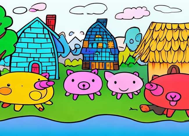 儿童故事三只小猪可打印图片 幼儿涂颜色用的图片在哪里能打印