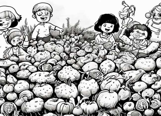 黑白儿童主题插画 儿童插画丰收了-9种常见插画风格的分类