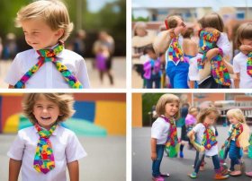 领带儿童、小学生带绳子的领带怎么打