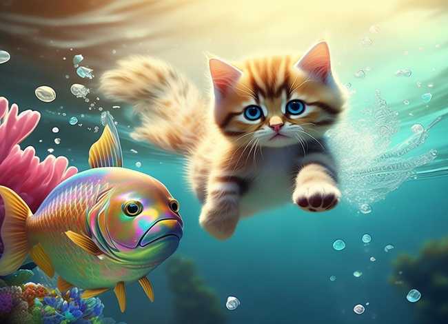 儿童故事小猫和鱼的故事、猫和鱼的故事