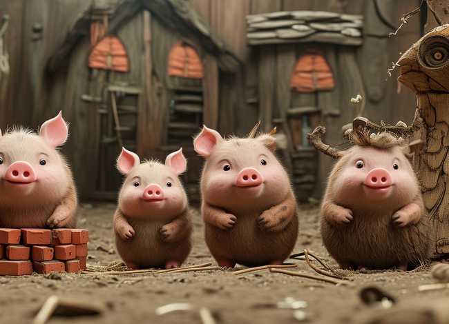 寓言三只小猪的故事 - 三只小猪 寓言三只小猪的故事 - 三只小猪