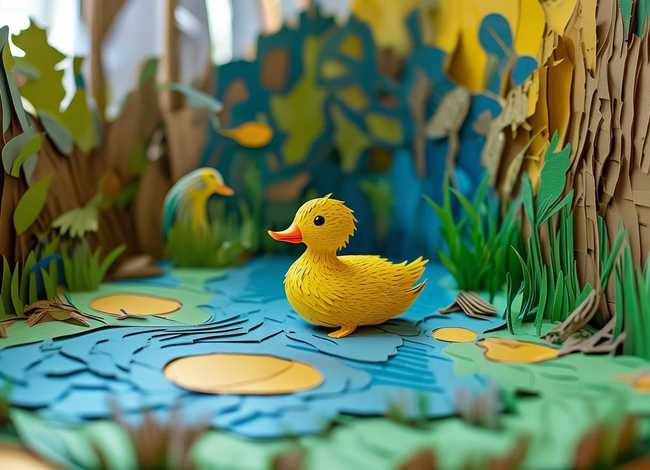 卡纸绘本制作故事立体 丑小鸭故事立体画手工制作