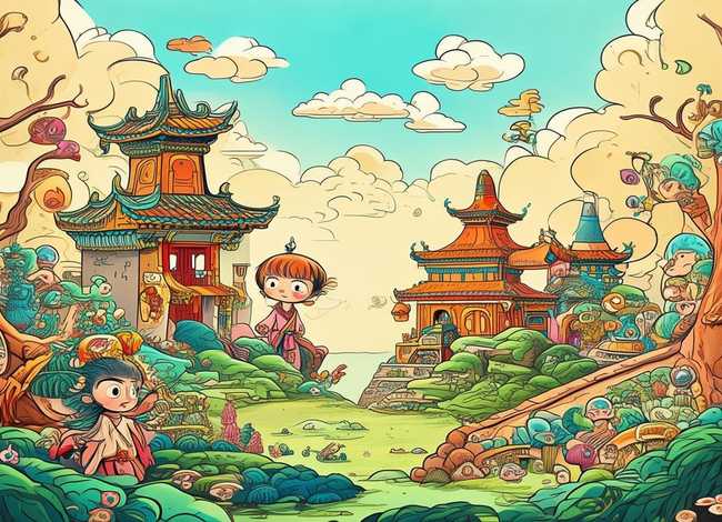 儿童插画故事 传统典故儿童成语故事插画图片