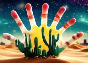 仙人掌儿童创意画图片；手掌印可以想象成什么