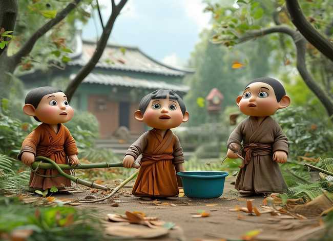 儿童故事三个和尚绘本ppt、经典童话故事系列绘本-三个和尚内容简介