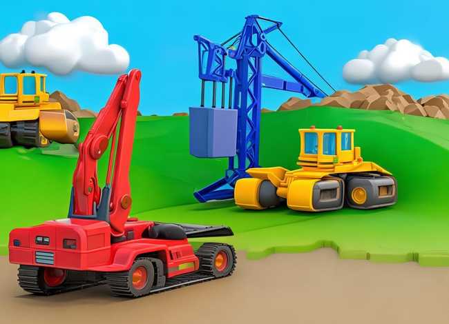 挖土机故事大全集 红色挖掘机蓝色吊车黄色推土机动画片叫什么