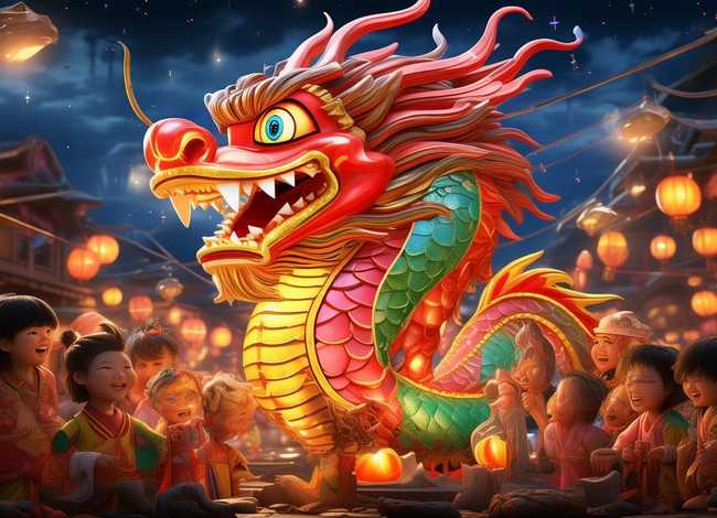 过新年儿童画；龙灯怎么画