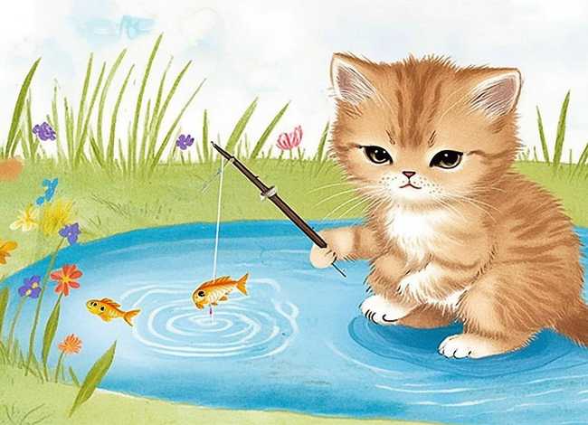 小猫钓鱼故事绘本图片;经典绘本《小猫钓鱼》-内附幼儿提高专注力的方法 小猫钓鱼故事绘本图片;经典绘本《小猫钓鱼》-内附幼儿提高专注力的方法